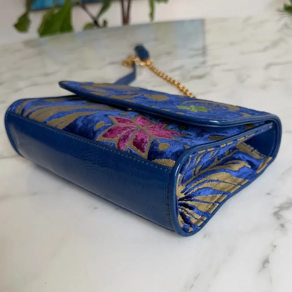 Tory Burch Fleming Cosmic Floral Small Convertible Shoulder Crossbody Bag Blue